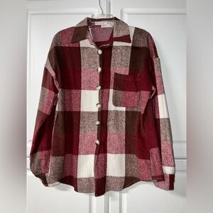 Fantaslook Plaid Button-Up Jacket - Red, Brown, White